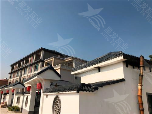 石家莊仿古樹脂瓦一體屋檐裝飾塑料瓦片 古建筑門樓圍墻瓦中式門頭仿古瓦 星發(fā)牌定制